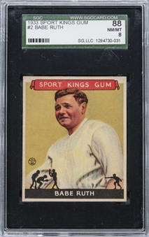 1933 Sport Kings #2 Babe Ruth - SGC 88 NM/MT 8